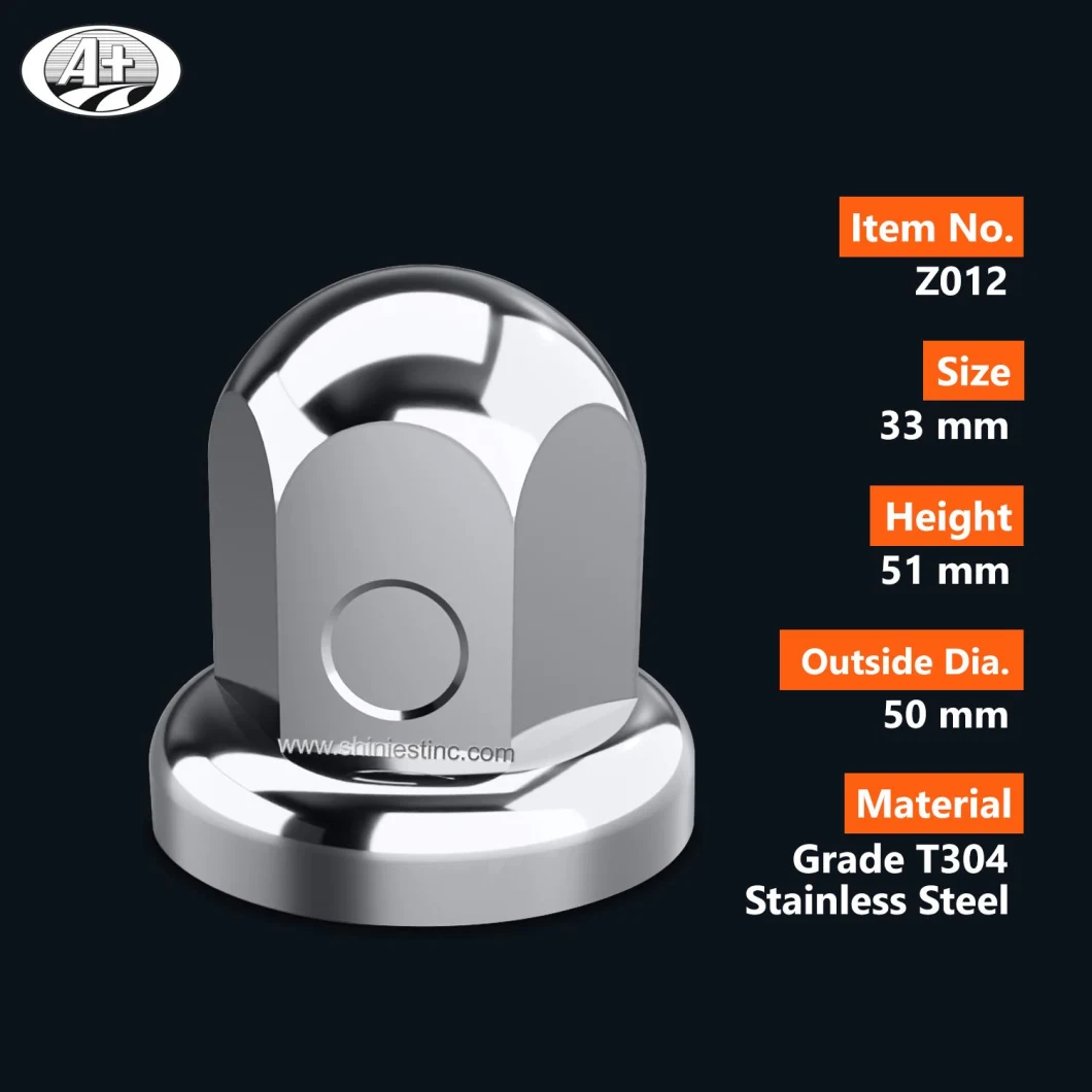 (Z012) 33mm T304 Stainless Steel Wheel Nut Covers